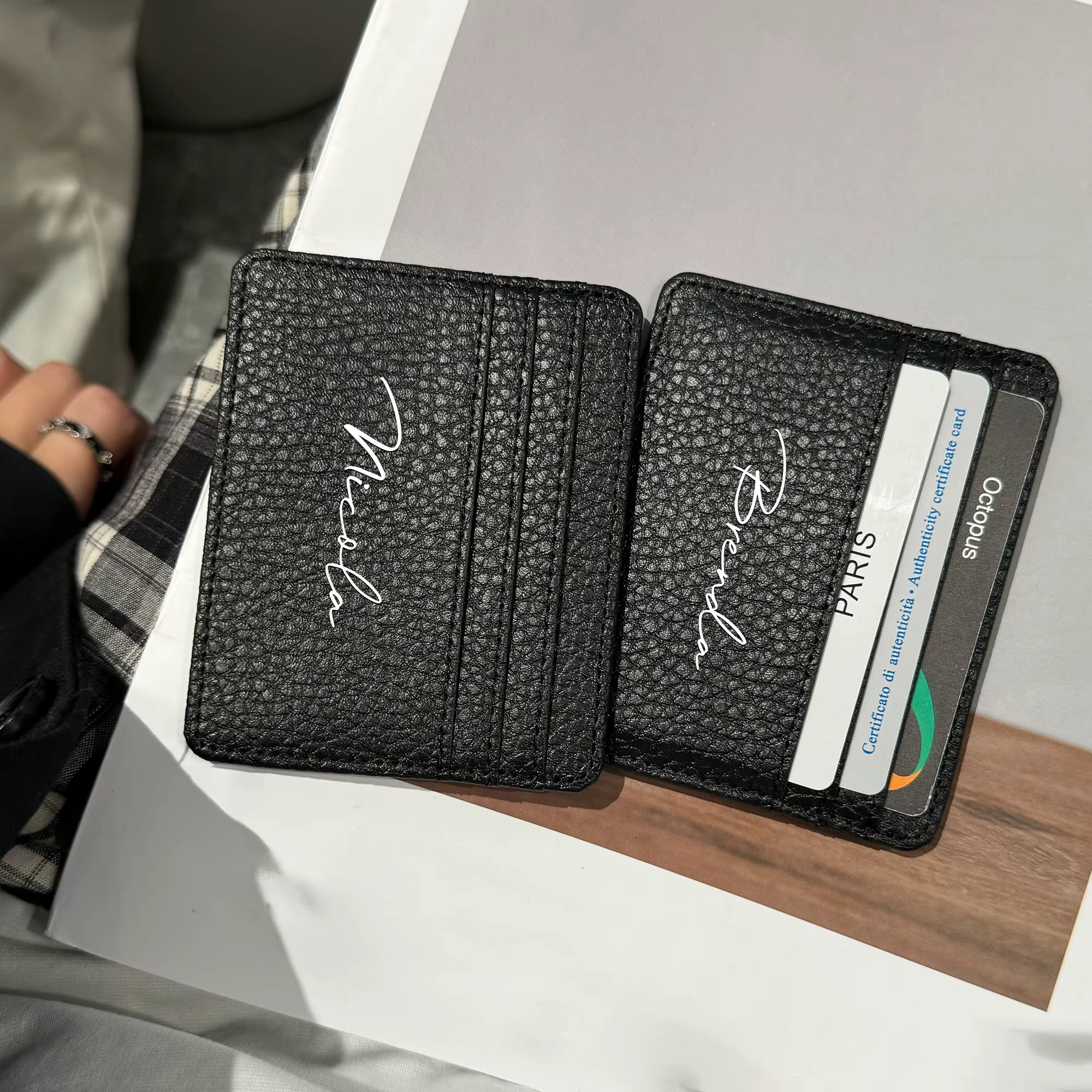 Portefeuille noir personnalisable avec nom