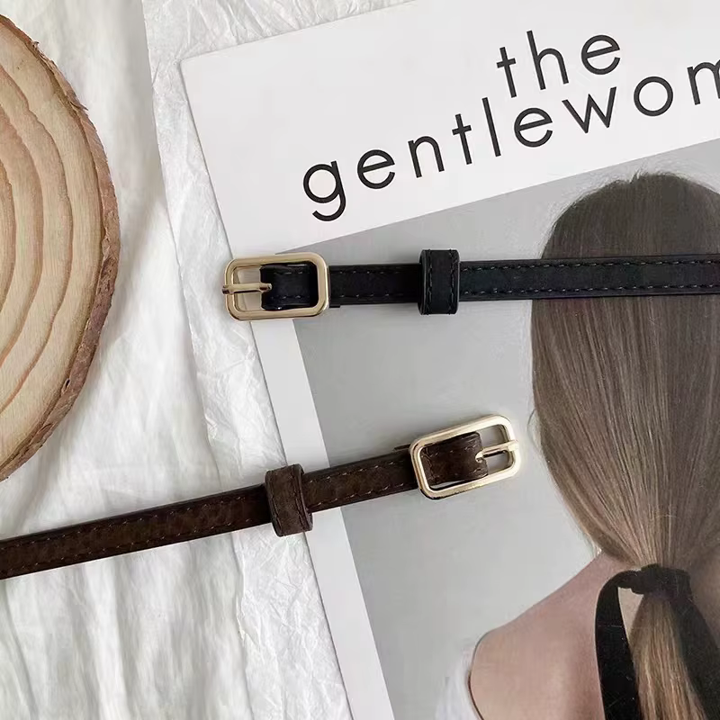 Ceinture rétro française en cuir PU pour femmes