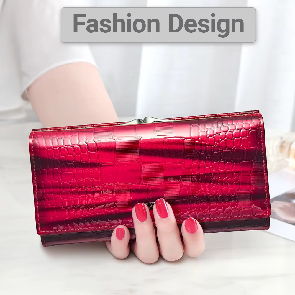 Portefeuille Long en cuir véritable pour femmes