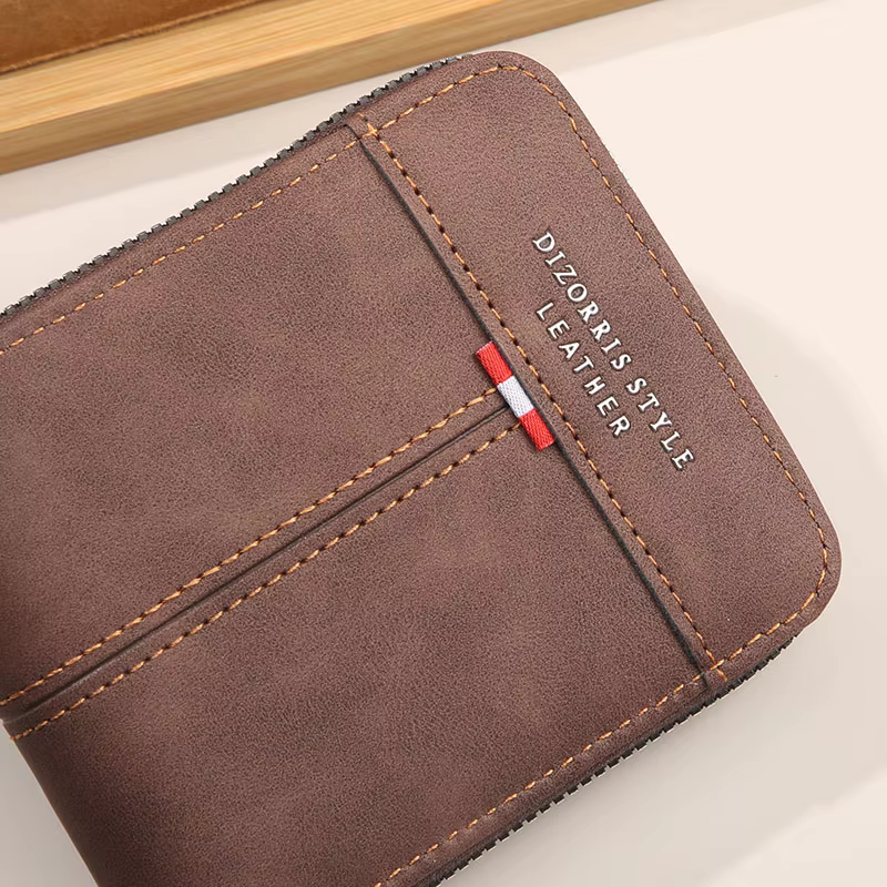 2025 nouveau portefeuille pour hommes court fermeture éclair horizontale trois fois zéro