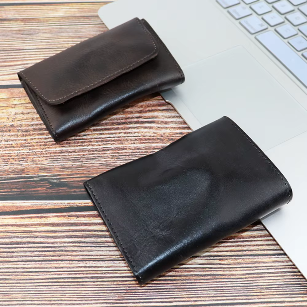 Portefeuille en cuir de vache véritable pour hommes et femmes