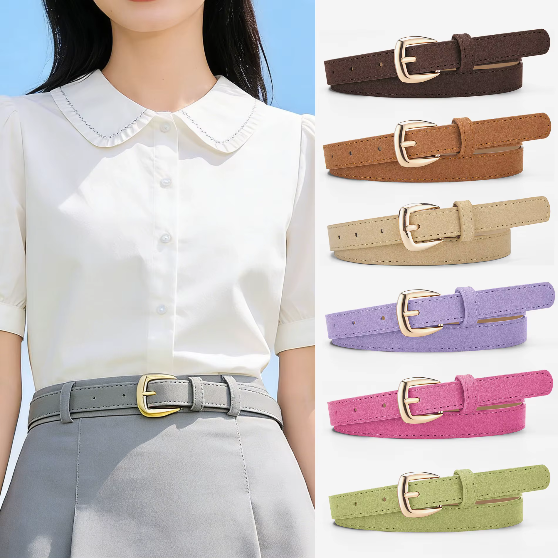 Ceinture en daim minimaliste et polyvalente pour robes