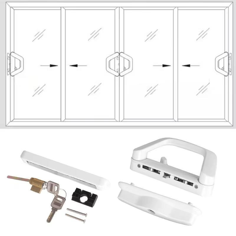 Ensemble de poignées de porte coulissante de Patio, pour porte en verre de balcon, serrure à clé simple face, remplacement complet, matériel Durable et durable