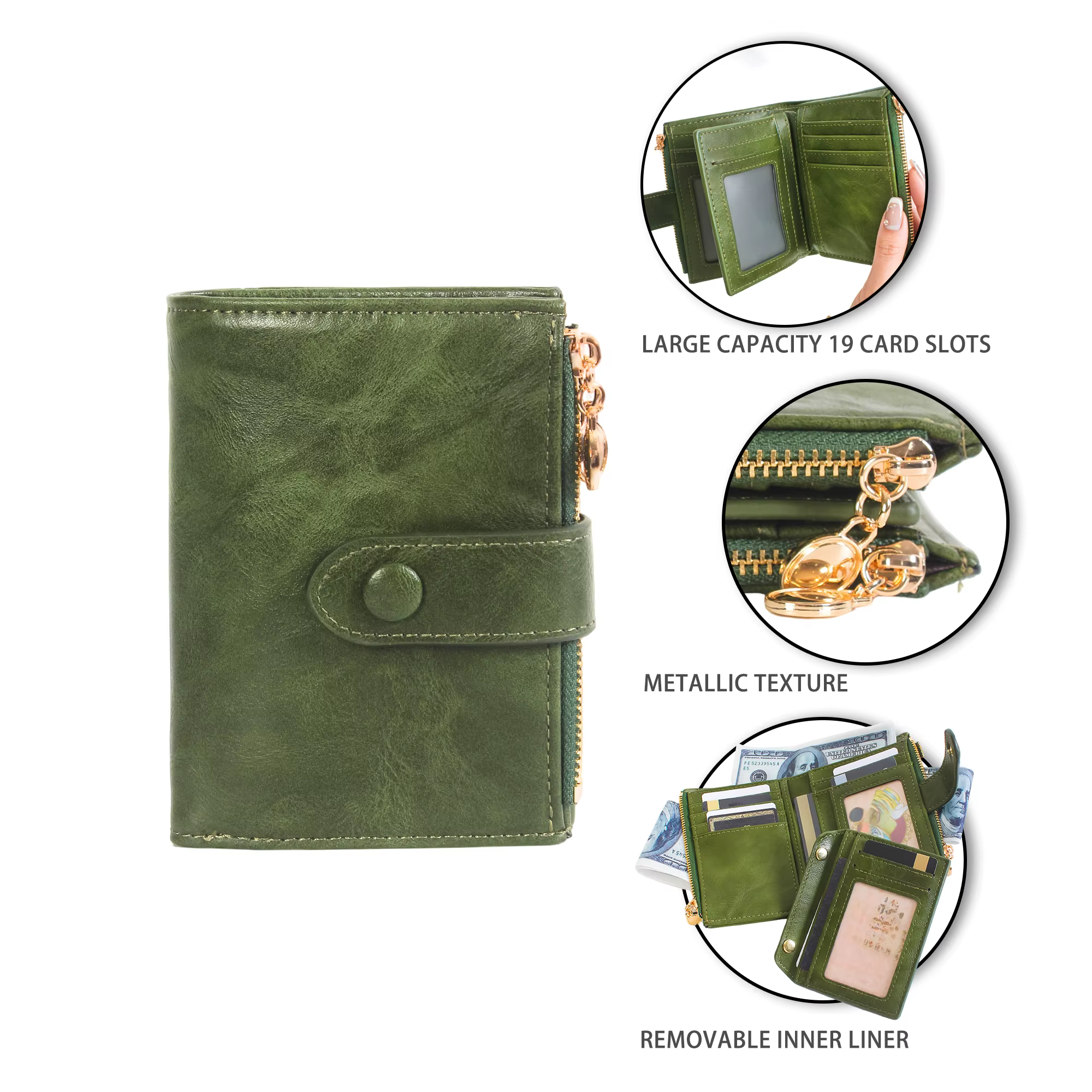 Portefeuille court vintage pour femme