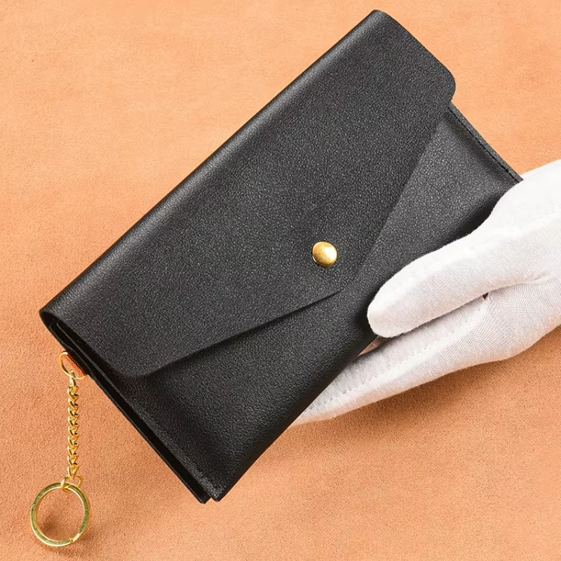 Pochette portefeuille longue en cuir souple pour femmes