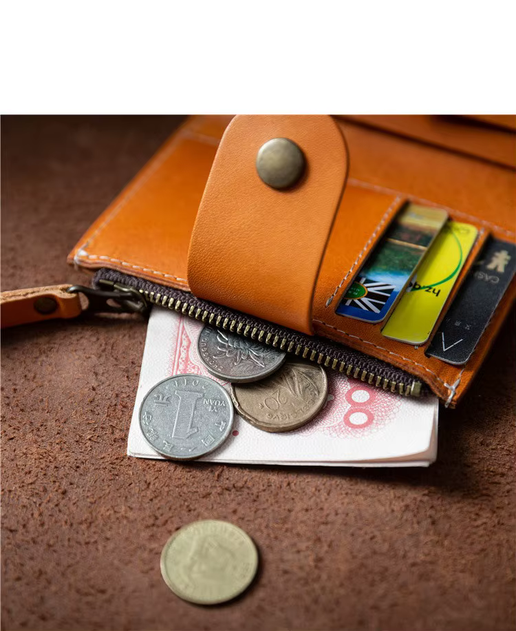 Zency – Mini portefeuille rétro en cuir de vache pour femmes