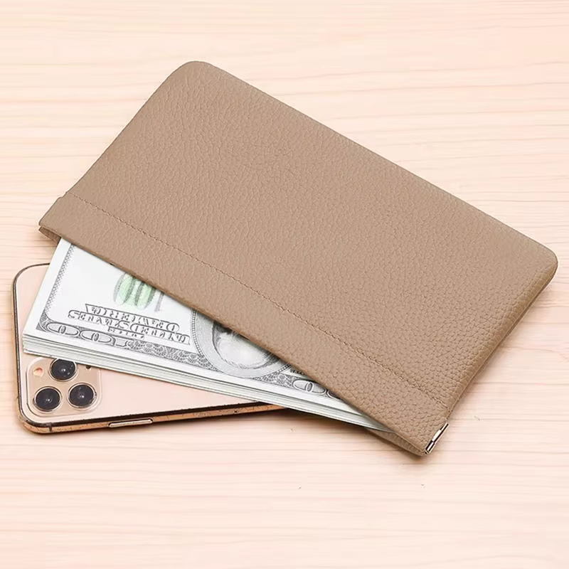 Portefeuille en cuir à fermeture automatique