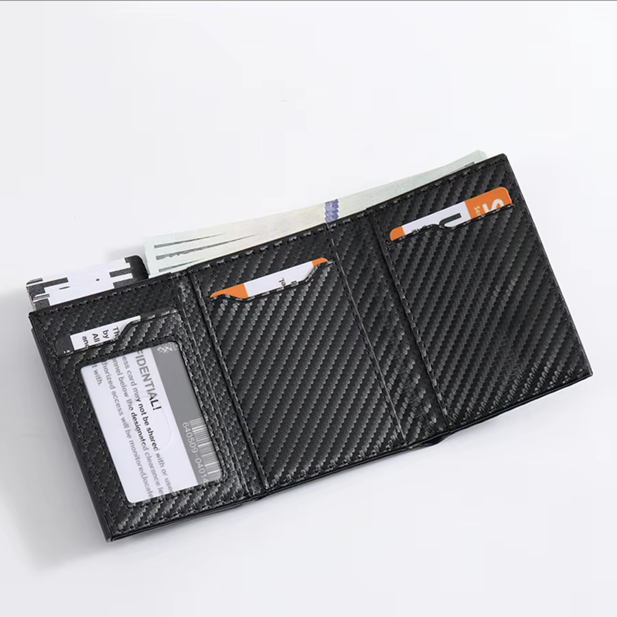 Portefeuille pour homme avec fermeture éclair, porte-monnaie, porte-cartes de crédit métallique à ouverture automatique, minimaliste, anti-RFID, idéal pour les cartes de visite