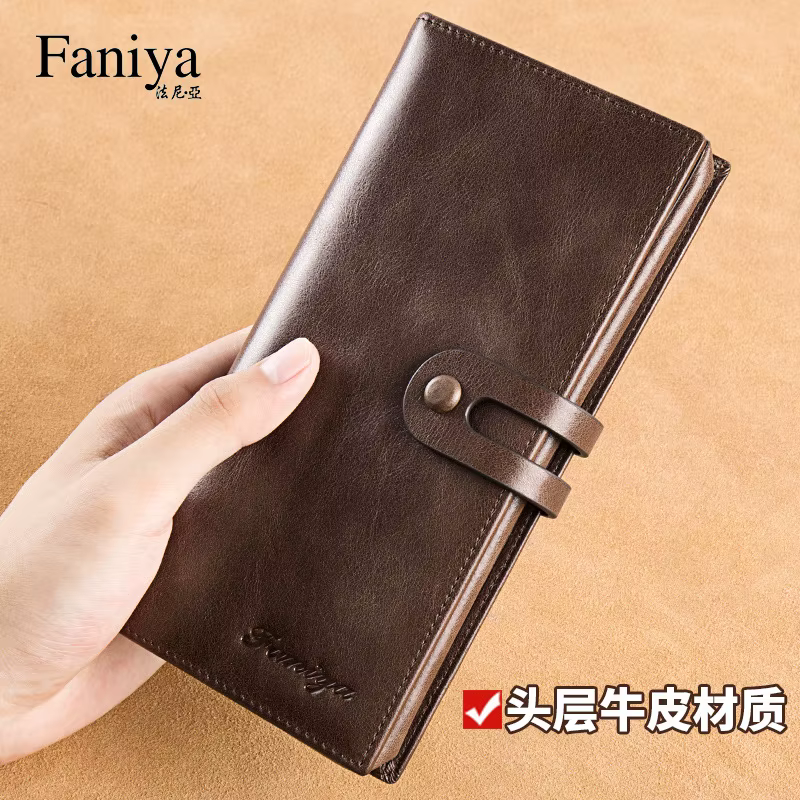 Portefeuille long nouveau porte-cartes en peau de vache de grande capacité portefeuille pour hommes
