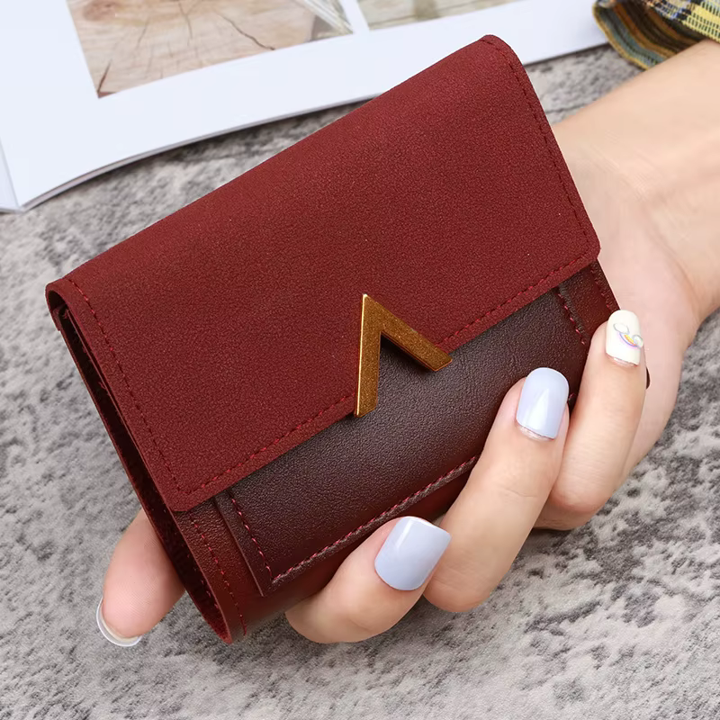 Portefeuille en cuir pour femmes avec fermeture éclair