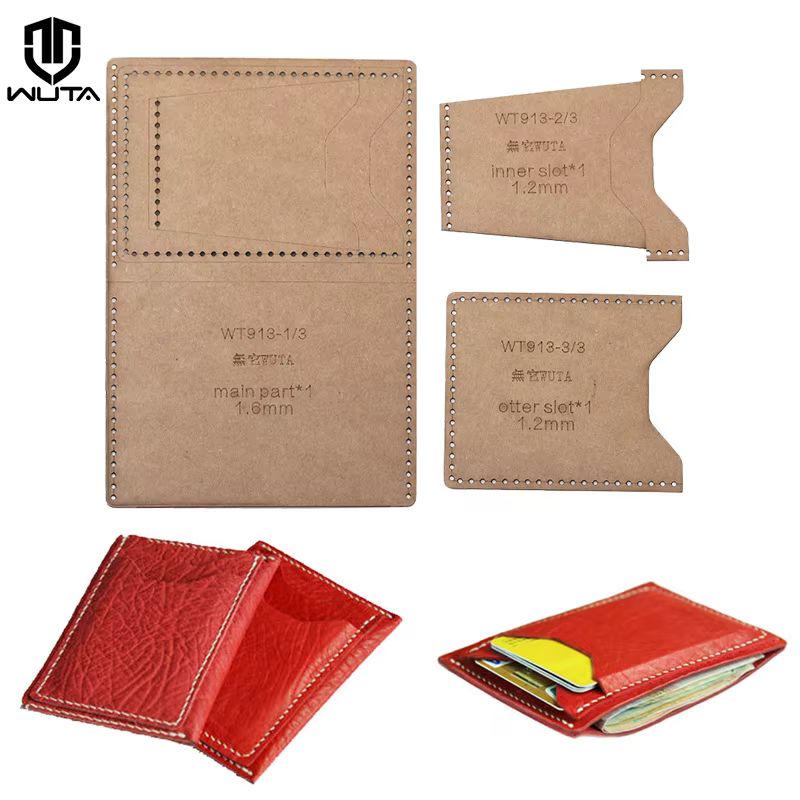 WUTA-Mini porte-cartes en papier kraft, modèle horizontal simple, portefeuille en cuir, ensemble de motifs, outils de bricolage, 913