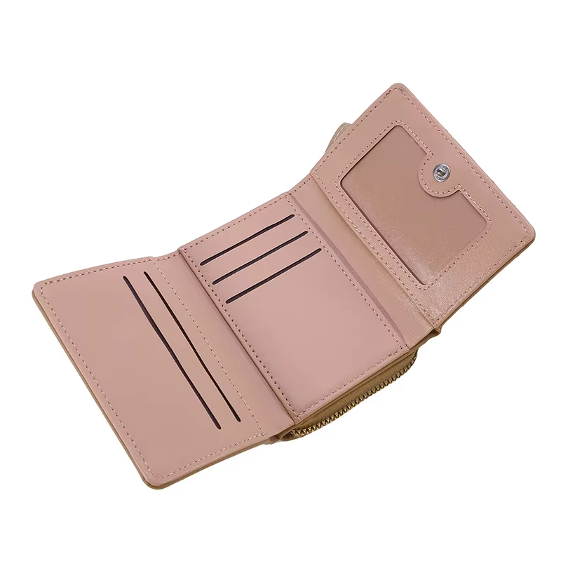 Portefeuille femme pour cuir PU mode brodé amour Tri-fold petit