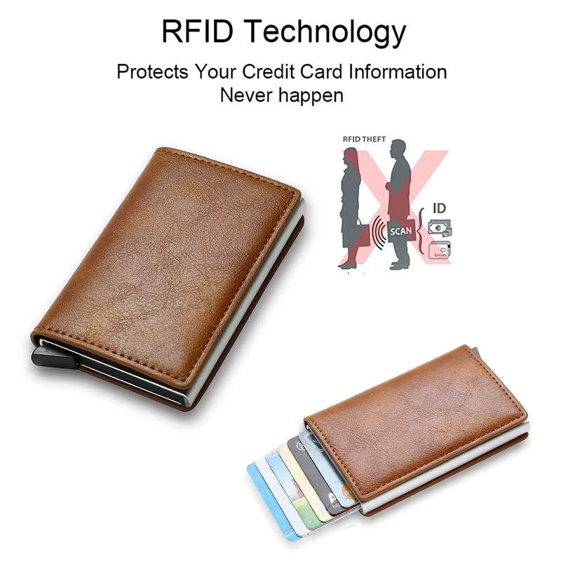 Rfid aluminium hommes portefeuille porte-cartes sac à main en Fiber de carbone