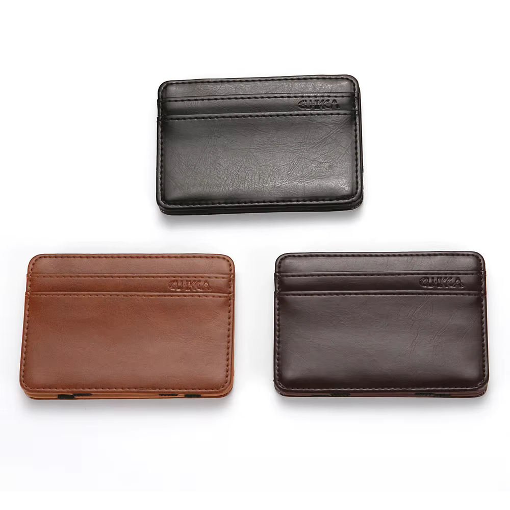 Portefeuille Magique Homme en PU – Porte-cartes Créatif Tendance – Étui de Crédit Designer Noir avec Emplacement pour