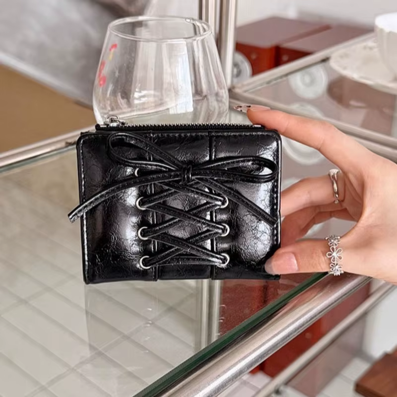 Portefeuille ultra fin à lacets pour femmes