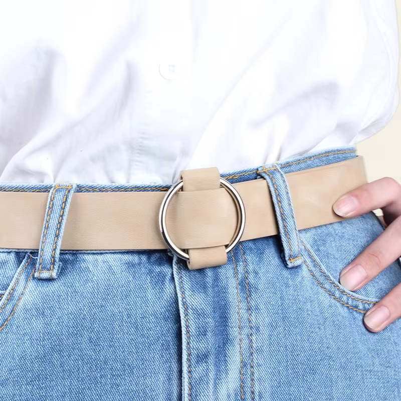 Ceinture tendance en simili cuir pour femmes, Design à boucle ronde, Simple et polyvalente, décoration pour jeunes étudiants, ceinture en jean