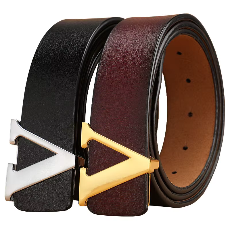 Ceinture rétro à boucle lisse pour hommes, surdimensionnée, en cuir de vache pur avec lettres, de styliste, de haute qualité, nouvelle collection