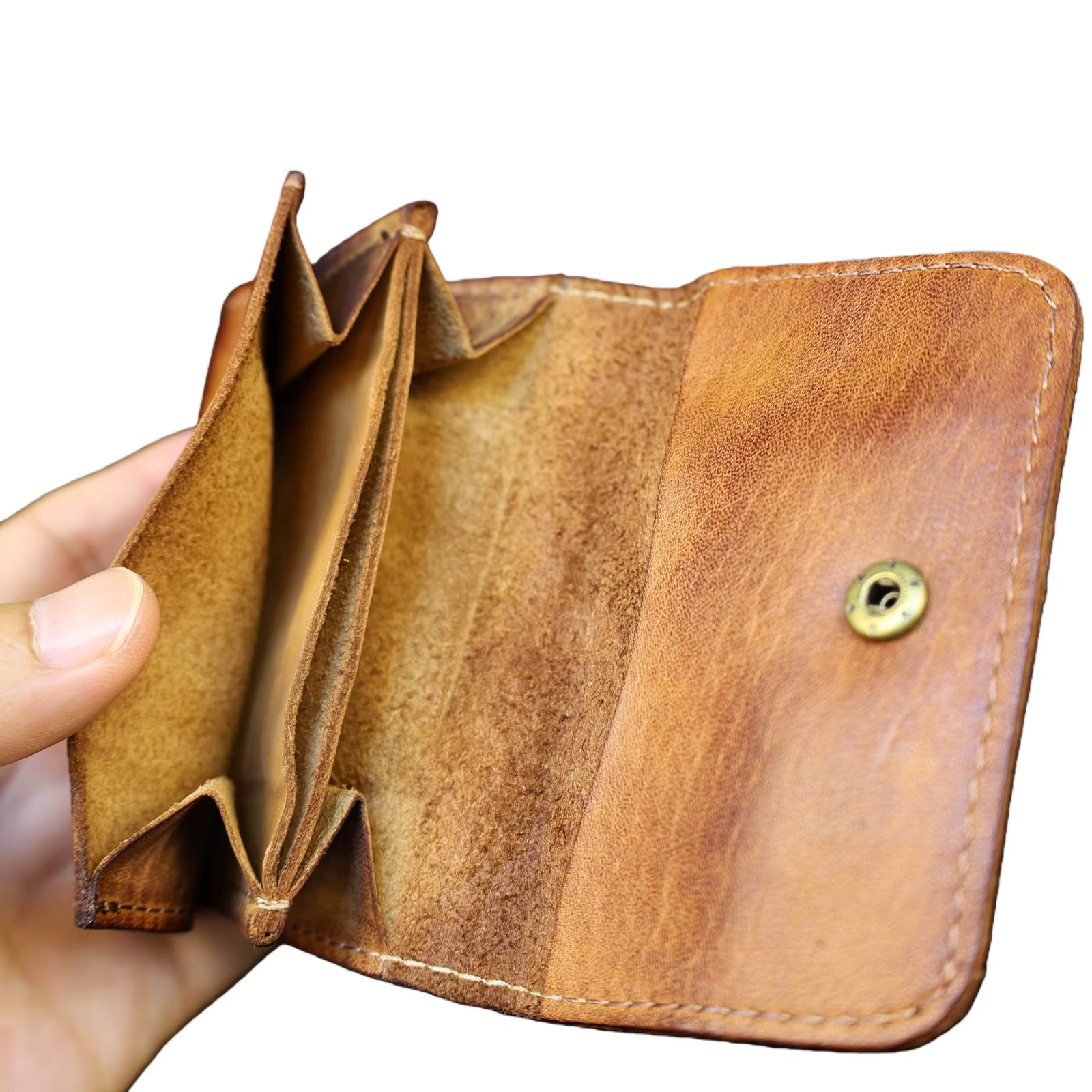 Portefeuille en cuir de vachette véritable pour hommes femmes Vintage fait à la main court petits portefeuilles