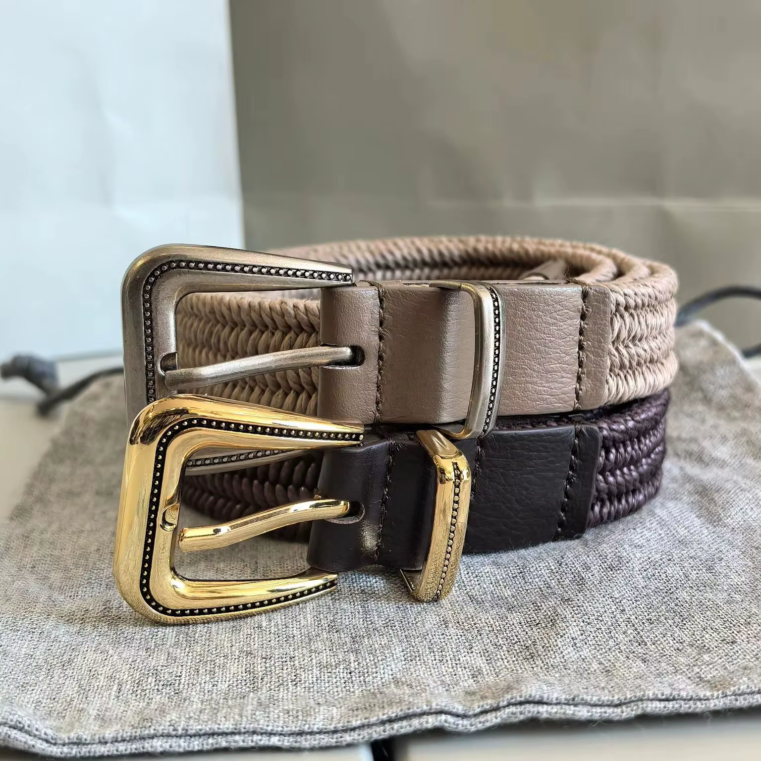 Ceinture tricotée très extensible pour femme, avec boucle ronde et sans trous, 26 Summer
