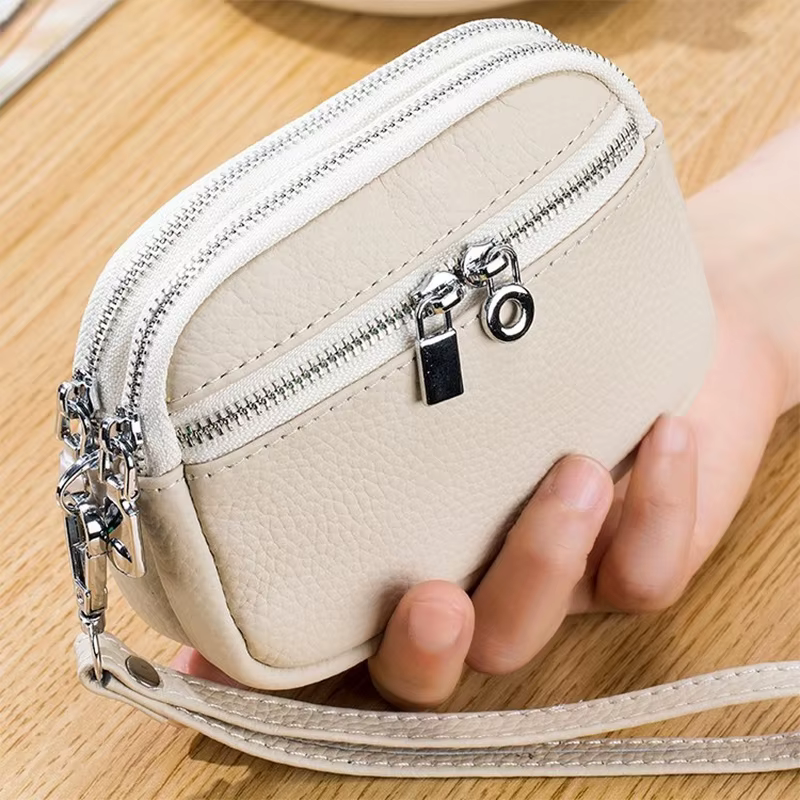 Portefeuille mini à double fermeture éclair pour femme