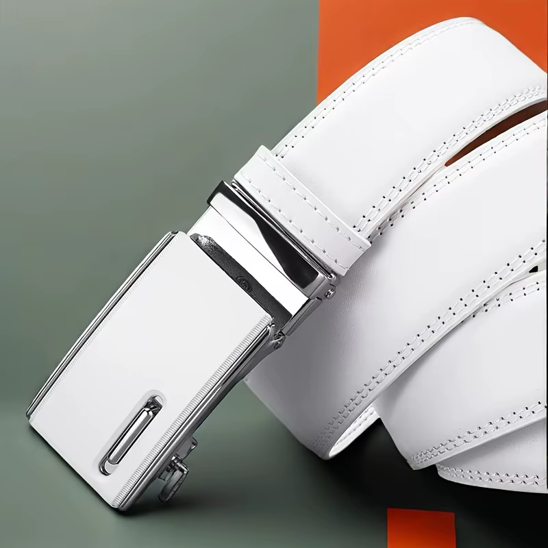Ceinture en cuir pour homme avec boucle automatique en alliage de style racing, cadeau idéal pour une tenue professionnelle, parfait pour la fête des pères ou un anniversaire
