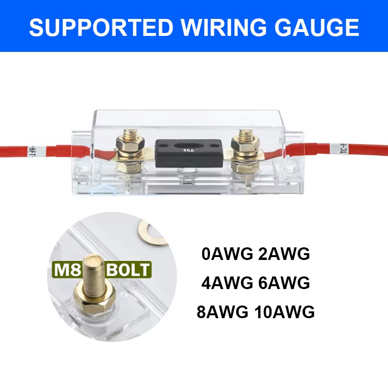 ANL – porte-fusible Audio de voiture en ligne 12V, avec Base transparente et couvercle pour système vidéo de camion automobile