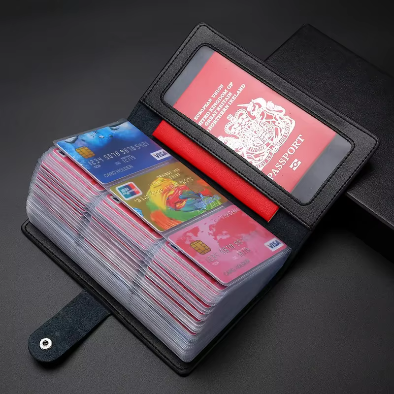 Porte-cartes en cuir de très grande capacité pour hommes