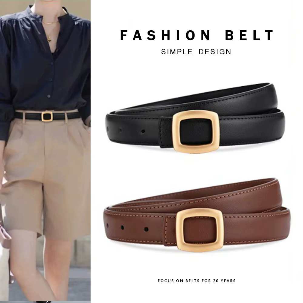 Ceinture en cuir pour femme avec décoration simple haut de gamme