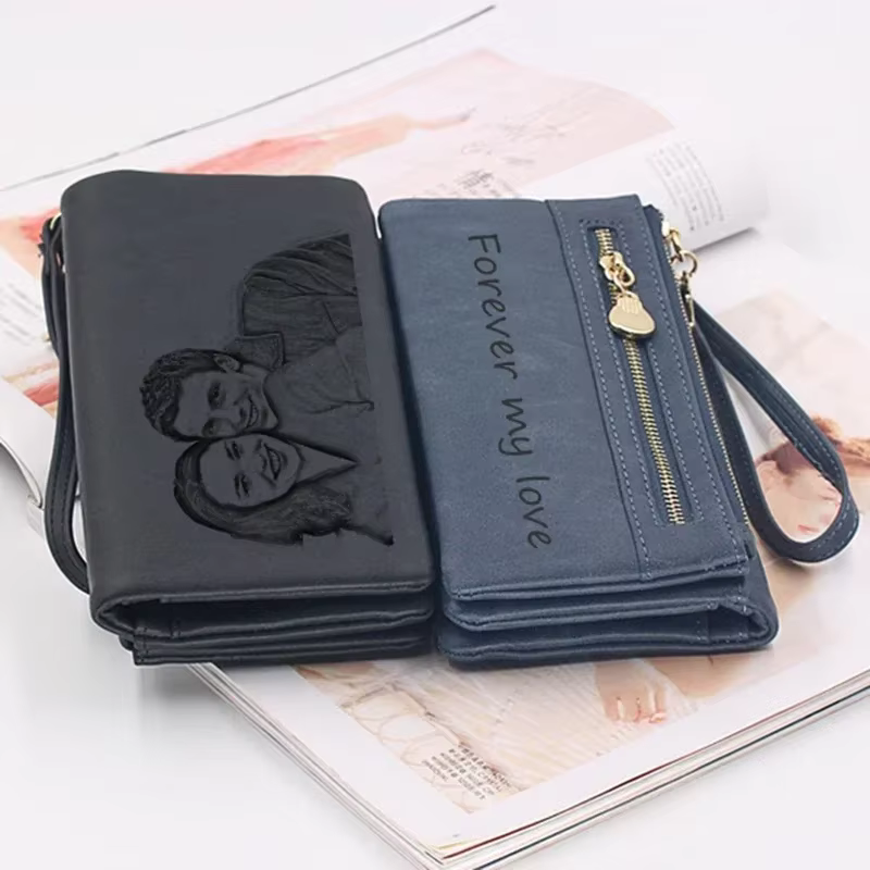 Portefeuille Photo personnalisé gravé pour femmes, fermeture éclair, cadeau personnalisé Unique pour sa maman, cadeau d'anniversaire, cadeau de fête des mères