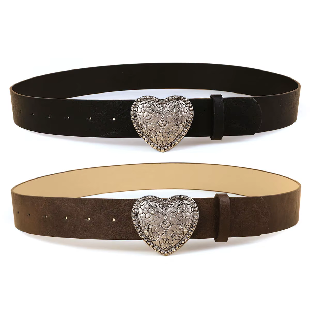 Amour coeur forme boucle femmes ceinture mode tenue décontractée jean accessoires