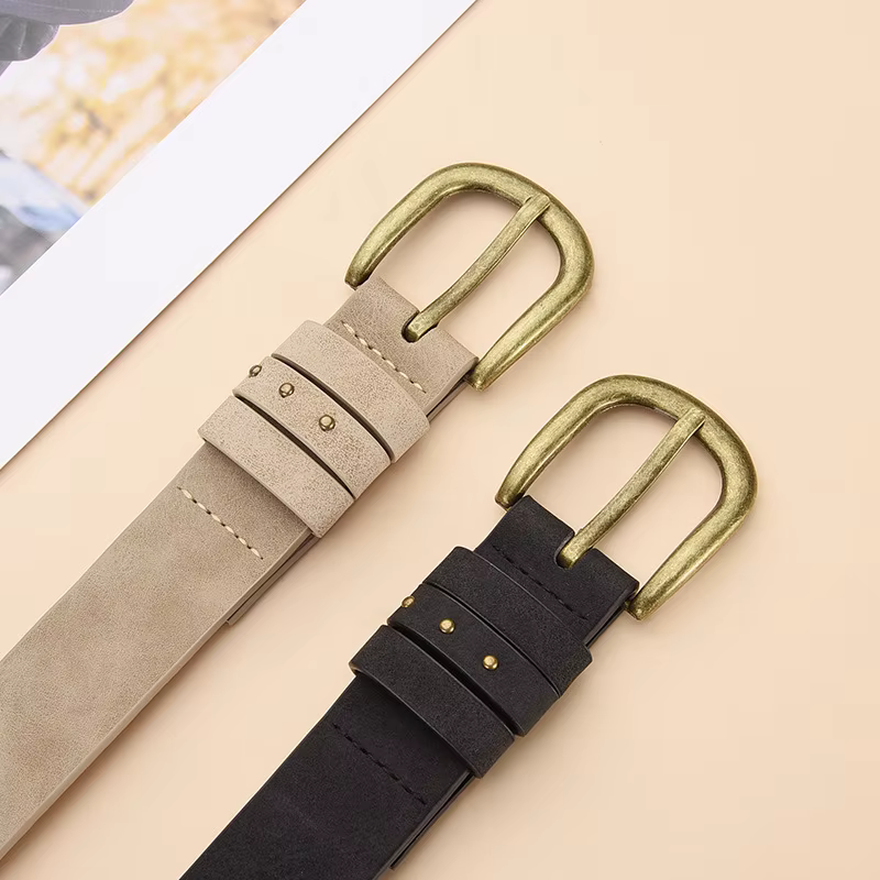 Ceinture à rivets en métal doré pour femmes