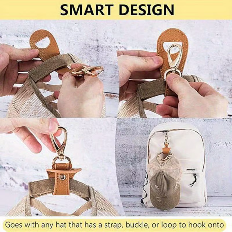 Clip de chapeau en cuir Portable