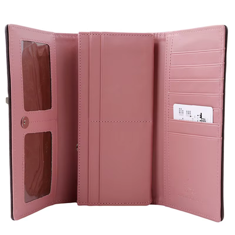 Portefeuille Long pour fille multi-fonctionnel en polyuréthane portefeuilles femmes porte-monnaie porte-cartes pochette