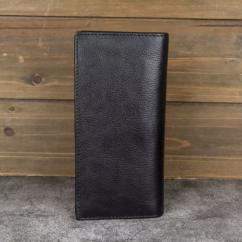 Portefeuille long en cuir tanné végétal pour homme