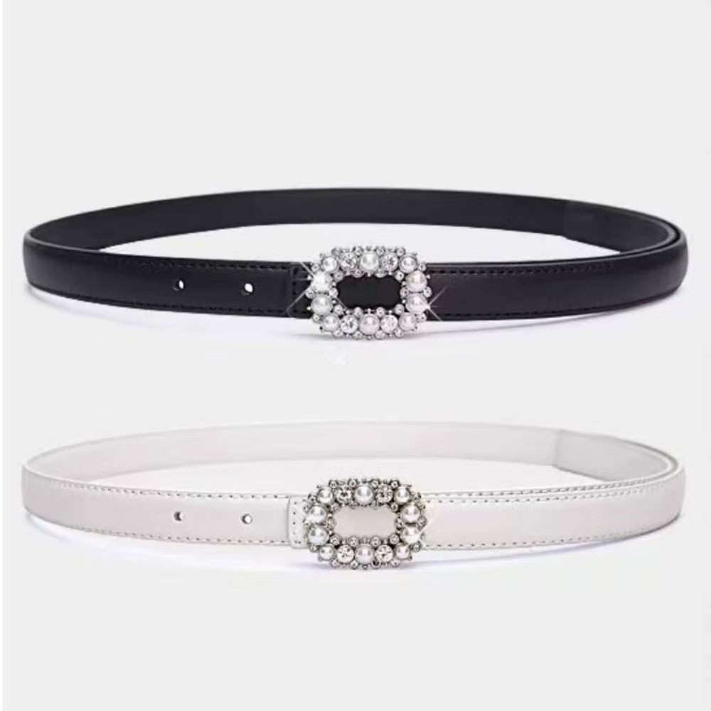 Ceinture fine pour femme décorée de strass et de perles