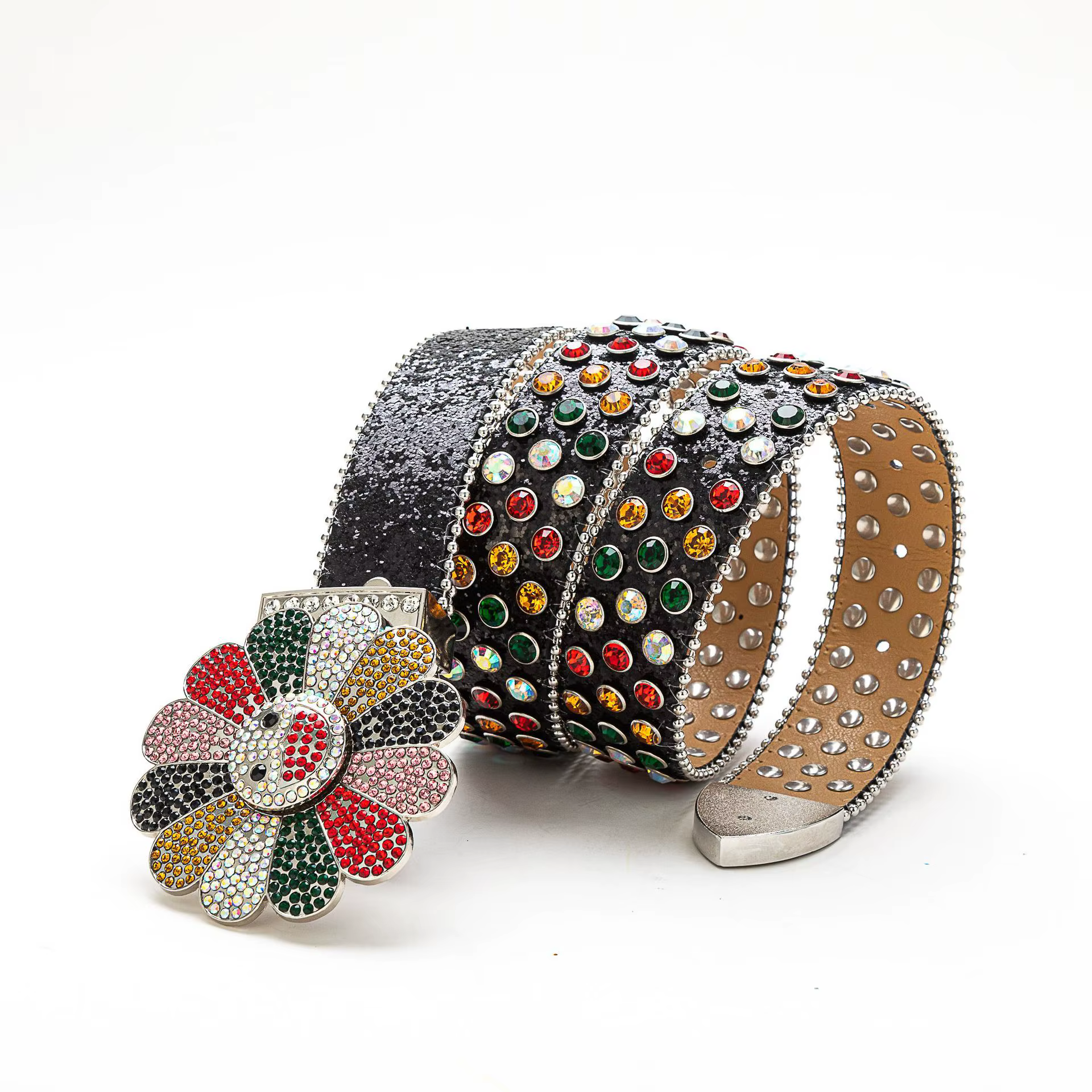 Ceinture de luxe scintillante et éblouissante avec strass colorés