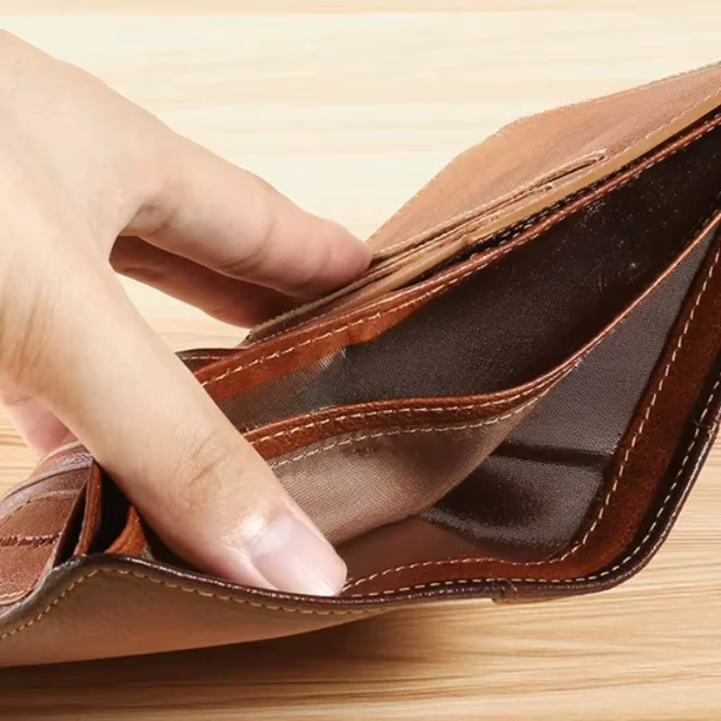 Hommes portefeuille en cuir véritable Rfid blocage à trois volets