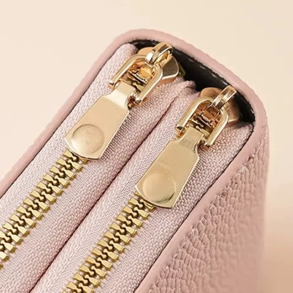 Portefeuille court pour femme à double fermeture éclair