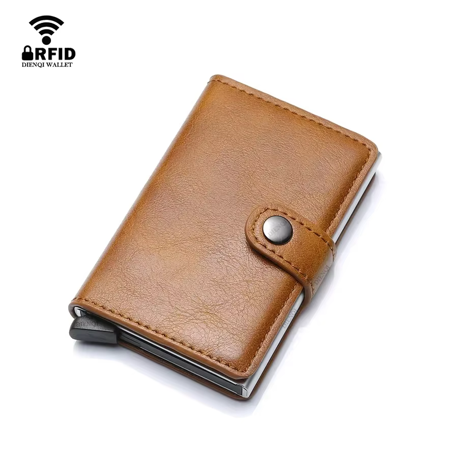 Rfid porte-carte de crédit hommes portefeuilles de luxe petit portefeuille intelligent en métal affaires Mini