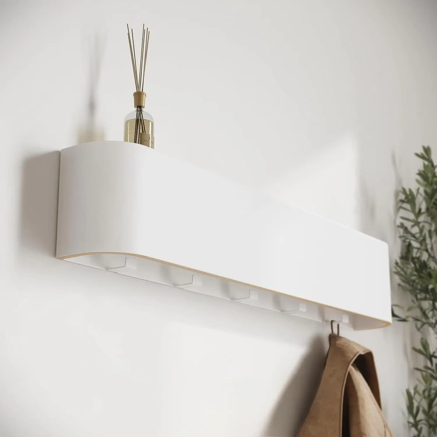 Porte-manteau mural en bois de noyer - Porte-vêtements esthétique minimaliste moderne, support simple pour vêtements pour entrée, hall, salon