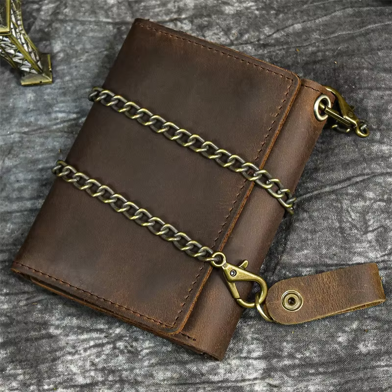 Portefeuille court en cuir véritable pour hommes