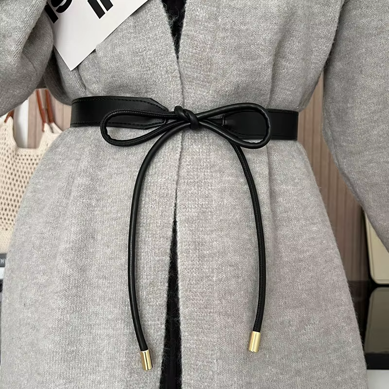 RICYGVM – ceinture fine en cuir nouée pour femmes coréennes, mode Simple, pull, manteau, ceinture décorative, bretelles de taille