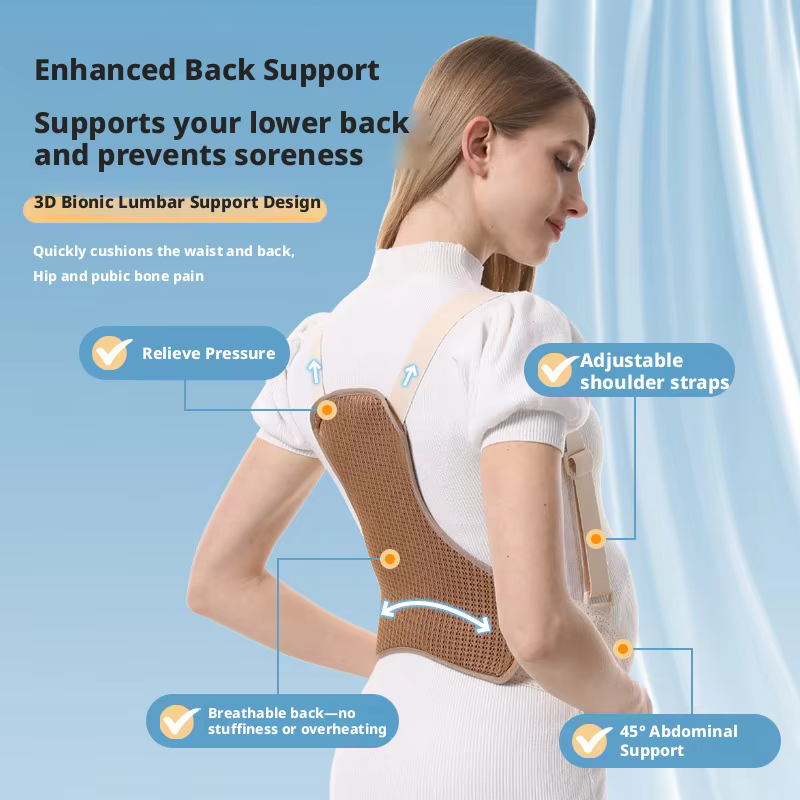 Ceinture de soutien de grossesse respirante avec bretelles, soulage les maux de dos, soutien abdominal pour toutes les phases de grossesse