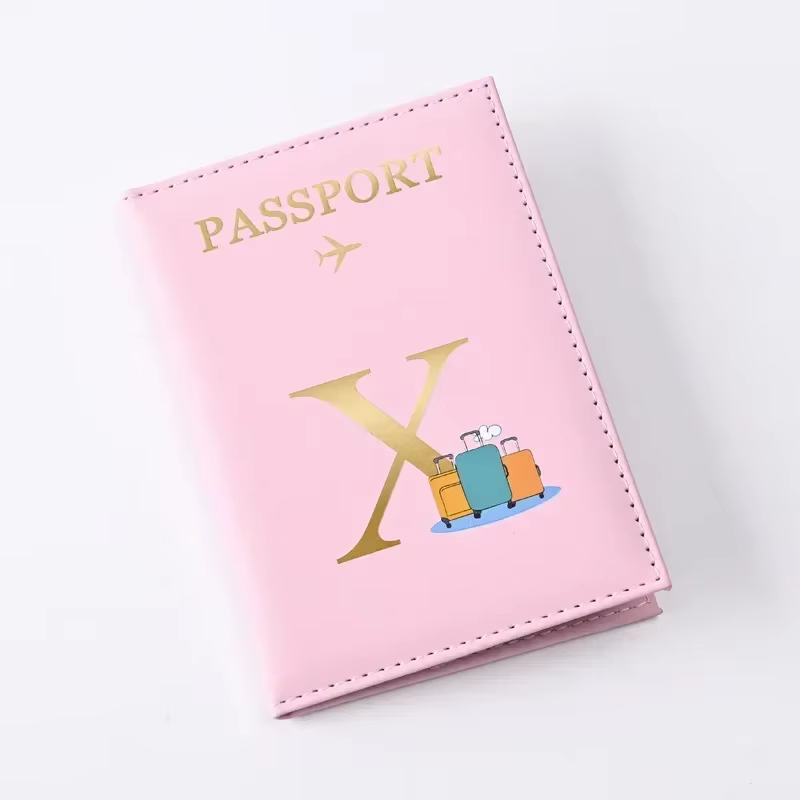 Couverture de passeport en cuir avec lettres imprimées pour hommes et femmes