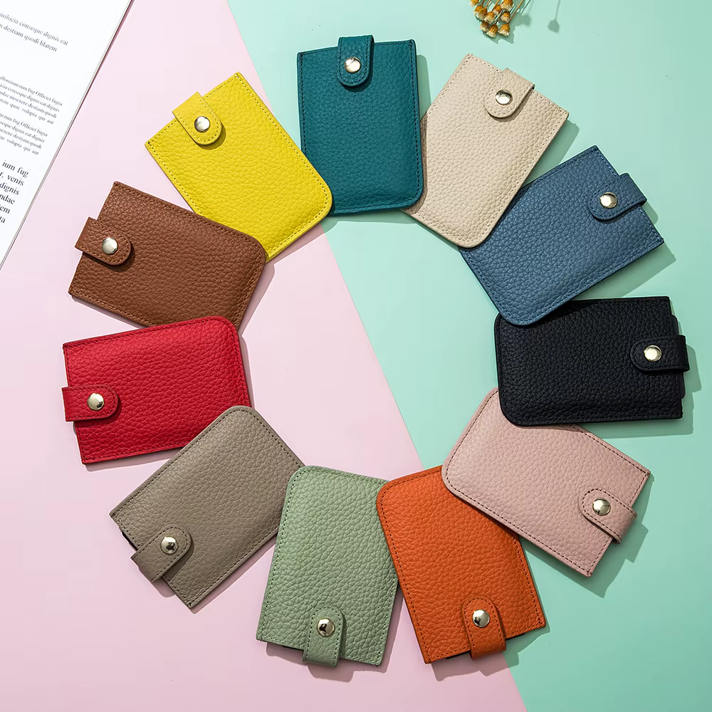 Porte-cartes mince en cuir véritable