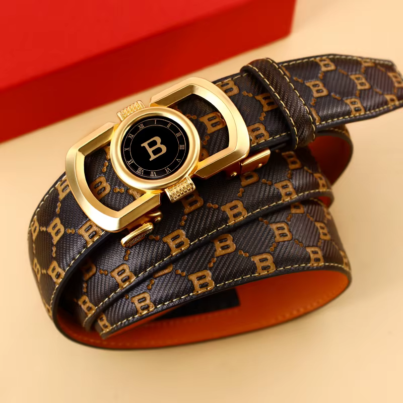 Ceinture en cuir PU pour hommes avec boucle en alliage automatique