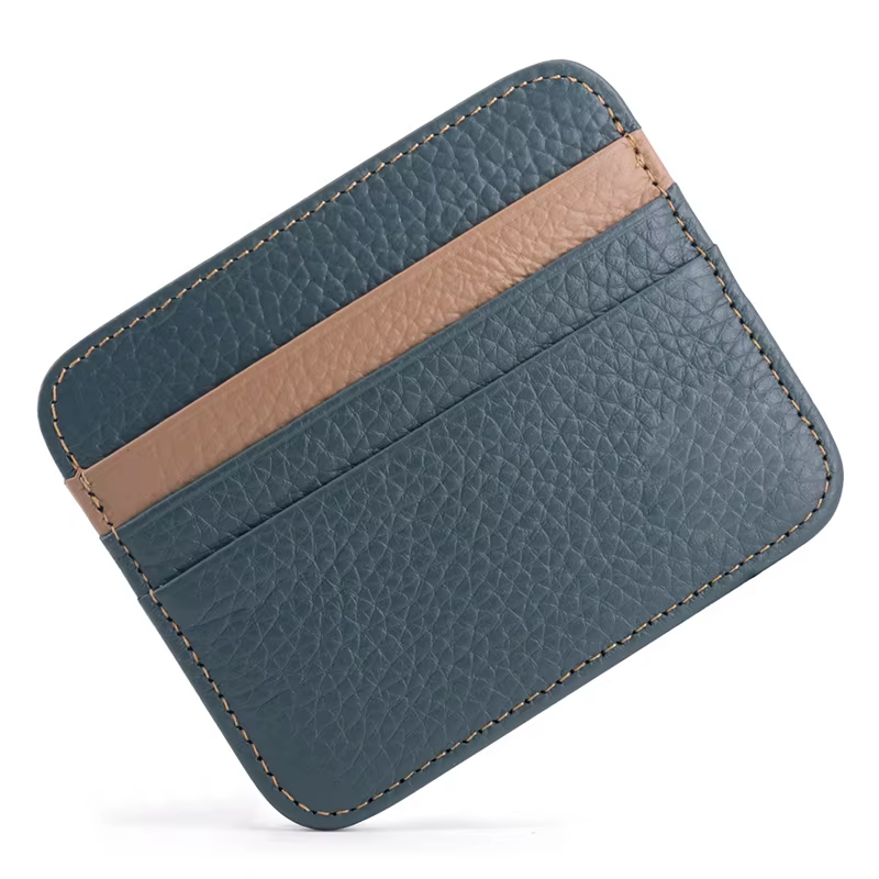 Porte-cartes en cuir véritable – Portefeuille fin pour cartes d'identité/banque/crédit