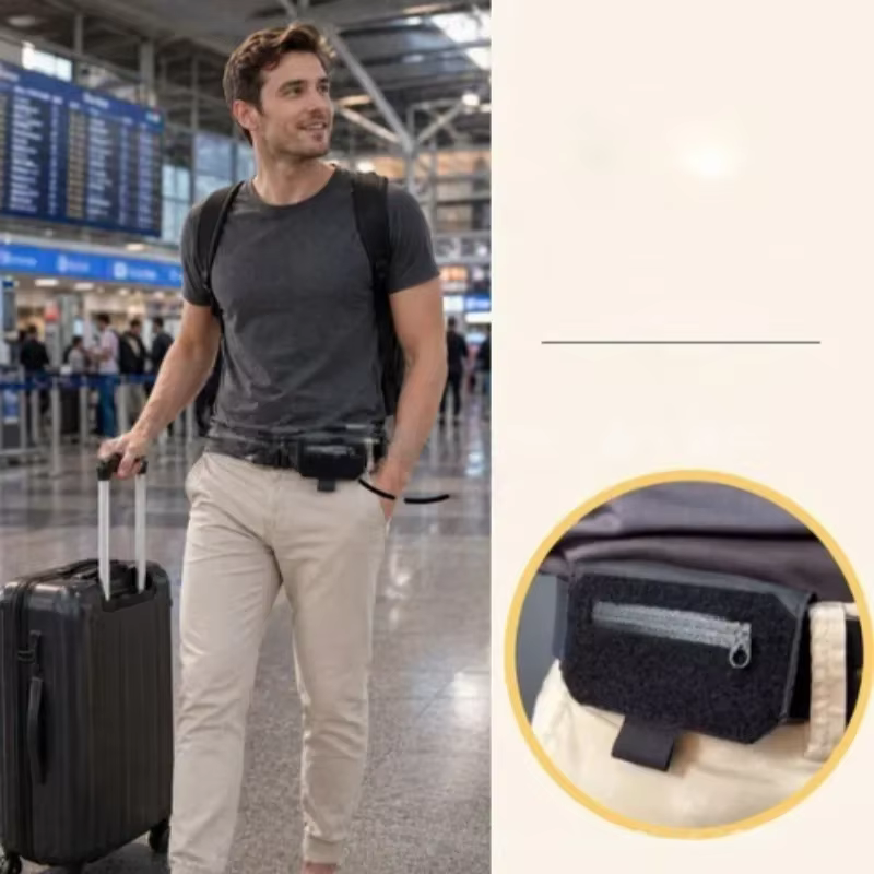 Portefeuille compact EDC à clip ceinture - Pochette de ceinture antivol discrète pour passeport, argent et cartes, sac anti-pickpocket