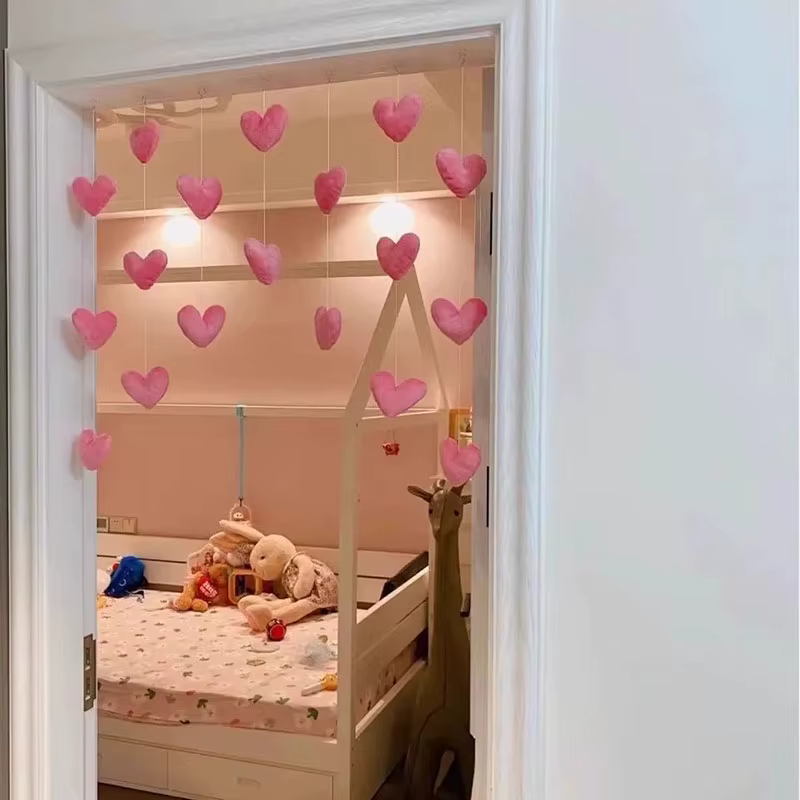 Rideau suspendu de porte romantique en forme de cœur, Style coréen, pendentif de chaîne, cloison de porte, accessoires de décoration de chambre à coucher