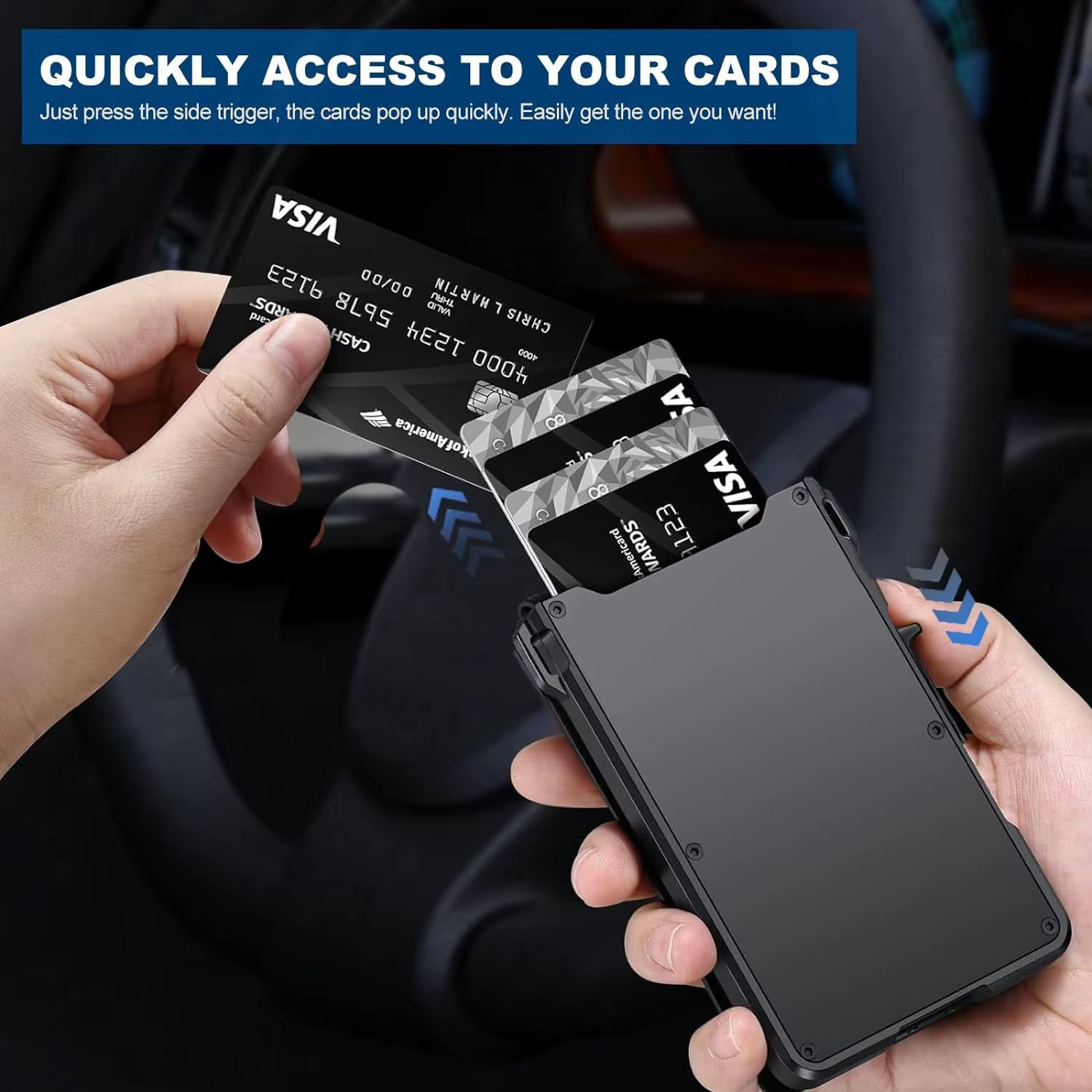 Portefeuille pour hommes bloquant RFID | Porte-carte pop-up intelligent mince minimaliste